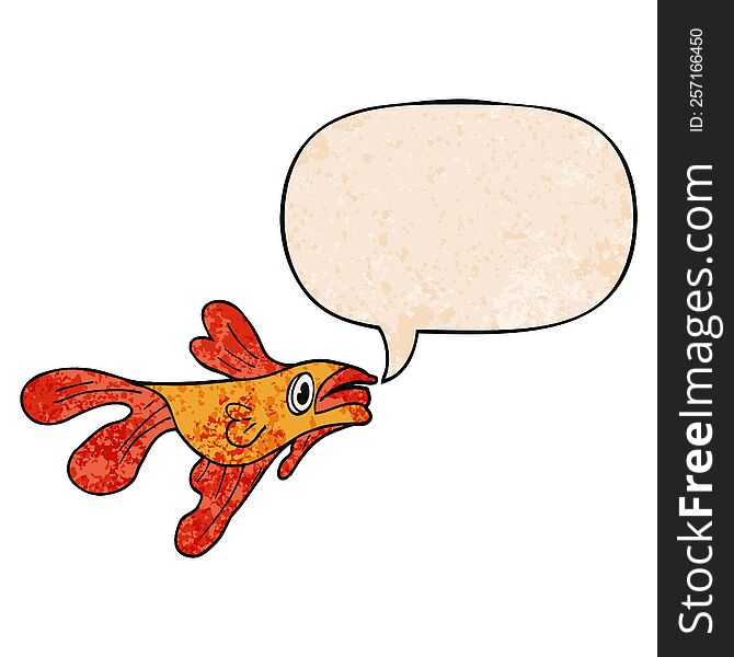 Cartoon Fighting Fish And Speech Bubble In Retro Texture Style