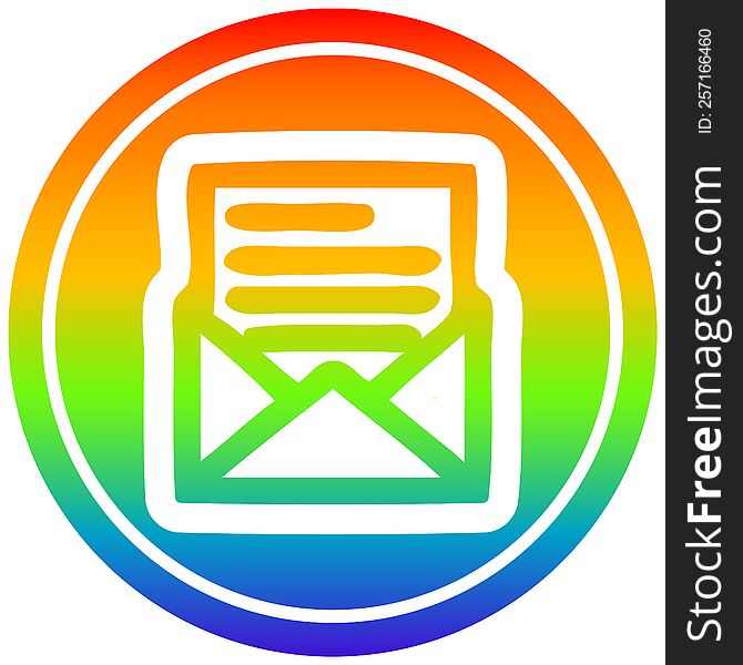 envelope letter circular icon with rainbow gradient finish. envelope letter circular icon with rainbow gradient finish