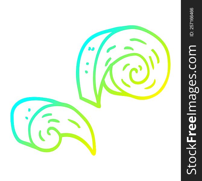 cold gradient line drawing of a cartoon decorative spiral element