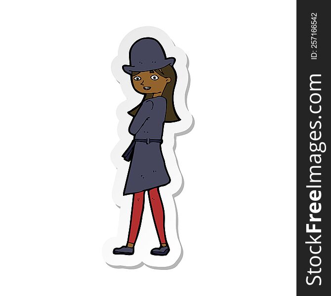 sticker of a cartoon female spy