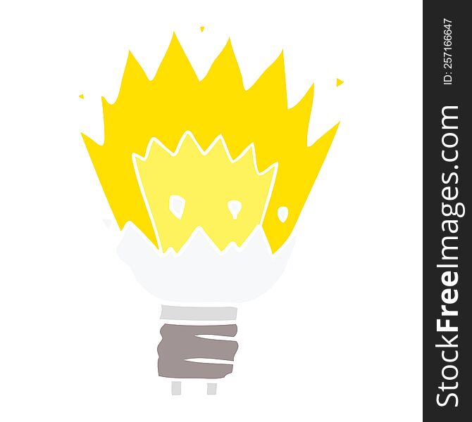 flat color style cartoon exploding light bulb