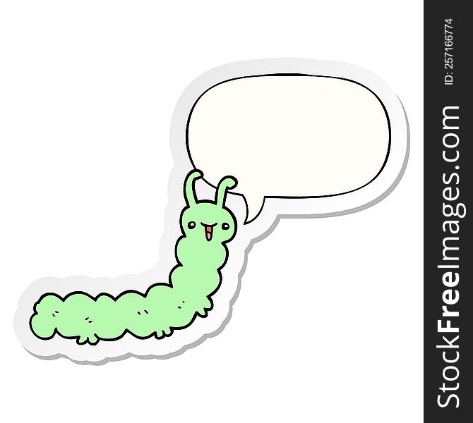 Cartoon Caterpillar And Speech Bubble Sticker
