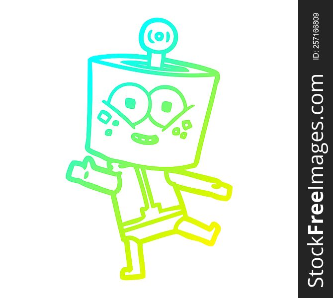 Cold Gradient Line Drawing Happy Cartoon Robot Dancing