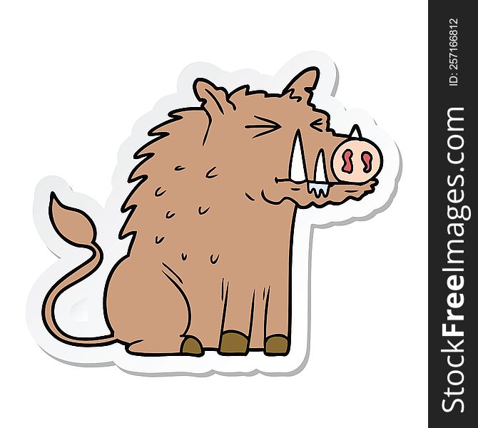sticker of a cartoon warthog