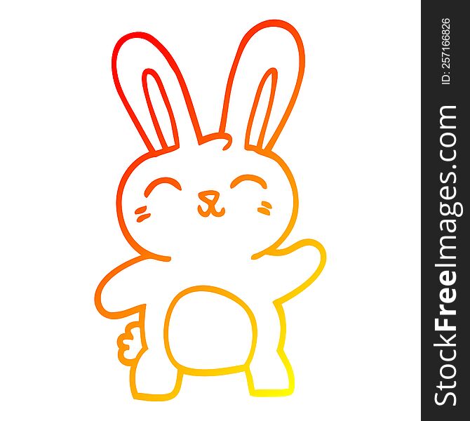 warm gradient line drawing of a cartoon cute bunny
