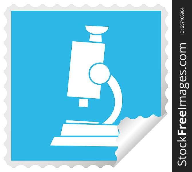 square peeling sticker cartoon of a science microscope