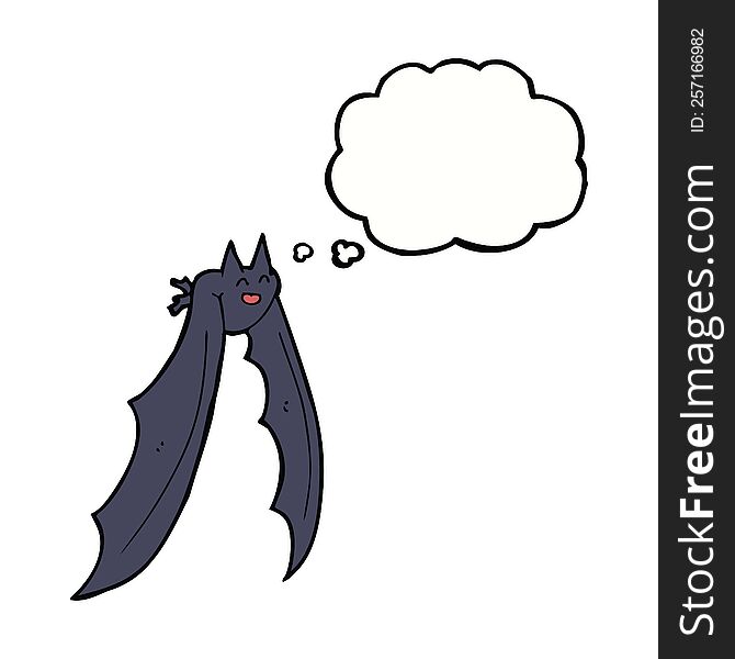 Cartoon Flying Bat With Thought Bubble