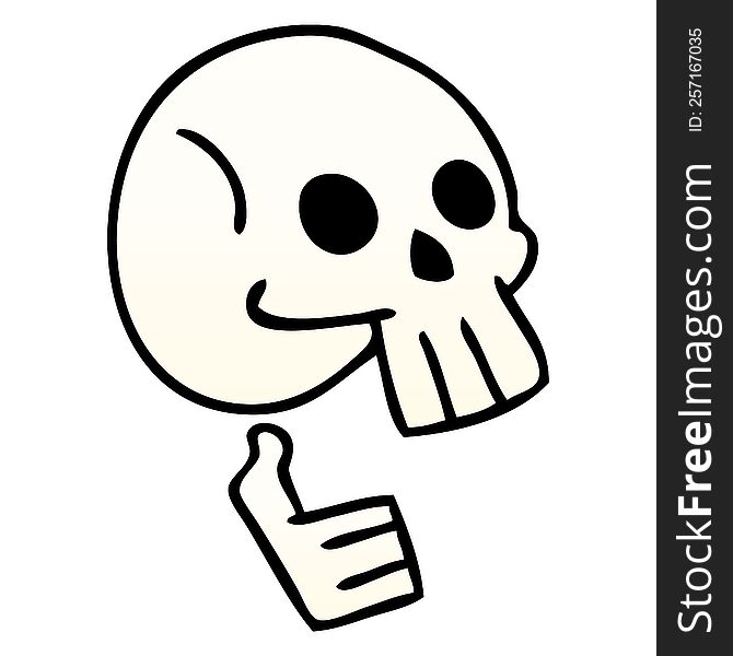 Quirky Gradient Shaded Cartoon Skull