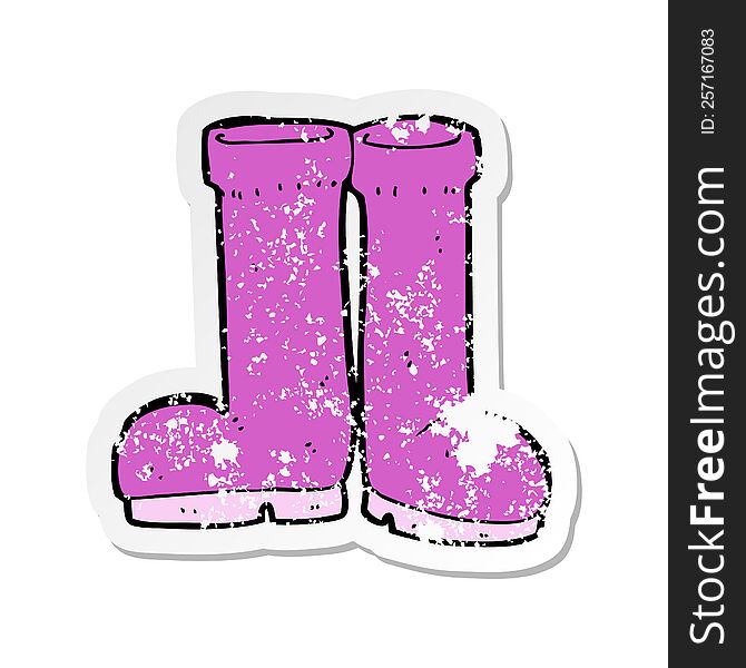 retro distressed sticker of a cartoon rubber boots