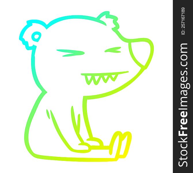 Cold Gradient Line Drawing Angry Polar Bear Cartoon