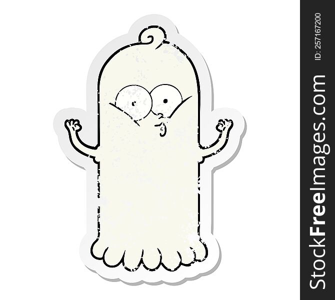 Distressed Sticker Of A Cartoon Ghost