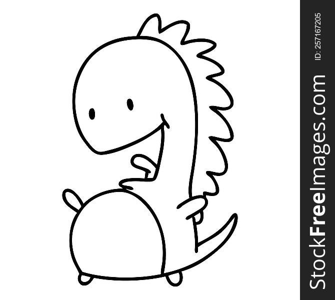line doodle of a happy dinosaur