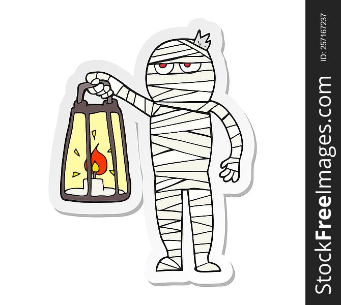 Sticker Of A Cartoon Mummy