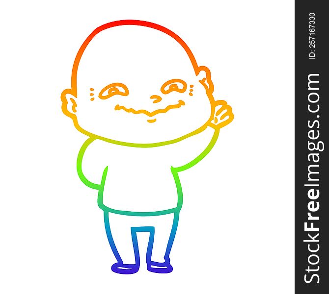 rainbow gradient line drawing of a cartoon creepy guy