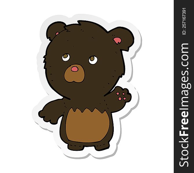 Sticker Of A Cartoon Black Teddy Bear