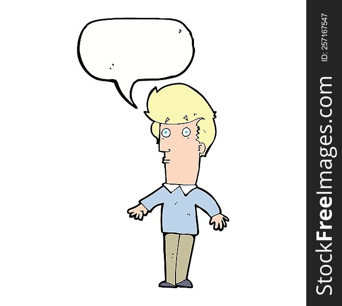 Cartoon Startled Man With Speech Bubble
