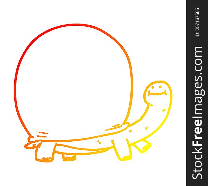 Warm Gradient Line Drawing Cartoon Tortoise