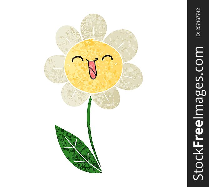 retro illustration style quirky cartoon happy flower. retro illustration style quirky cartoon happy flower