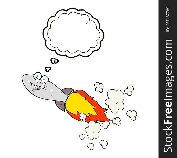 freehand drawn thought bubble cartoon missile