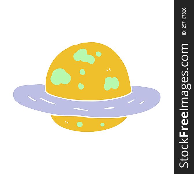 Flat Color Illustration Of A Cartoon Planet
