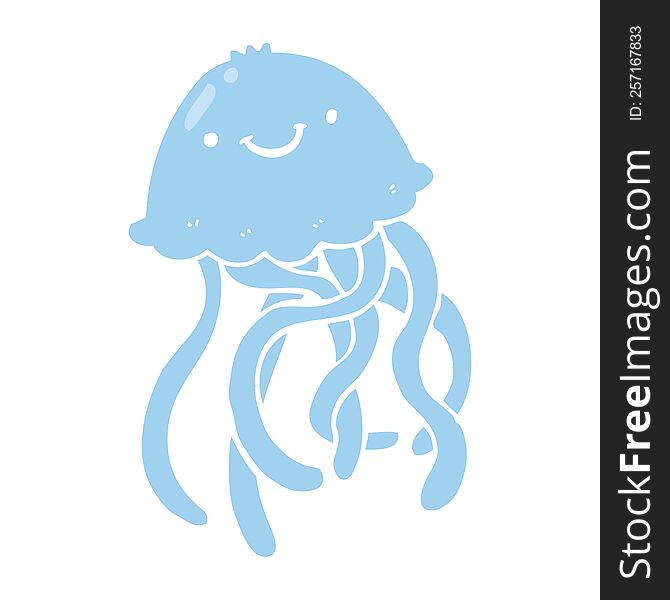 Flat Color Style Cartoon Happy Jellyfish