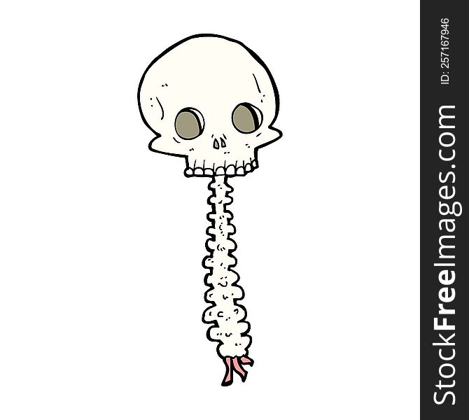 spooky cartoon skull and spine