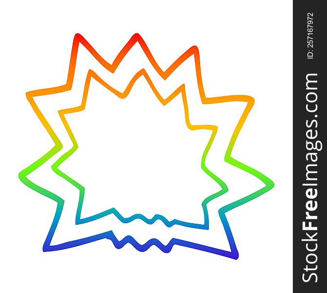 rainbow gradient line drawing of a cartoon explosion