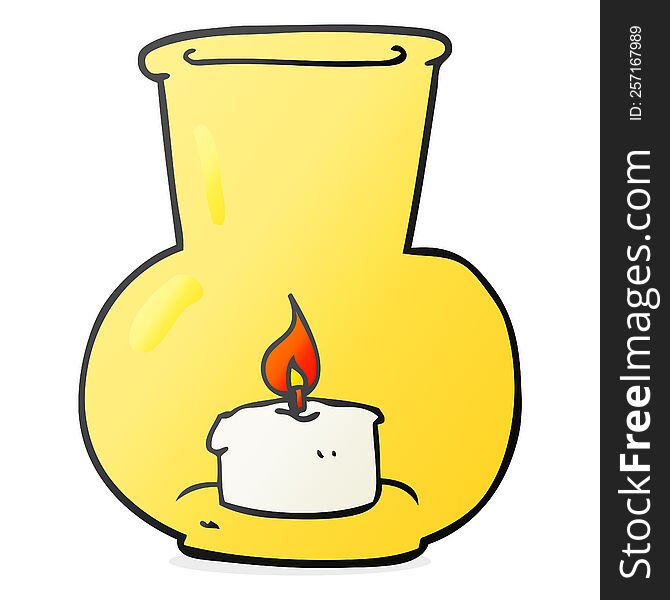 cartoon old glass lantern with candle