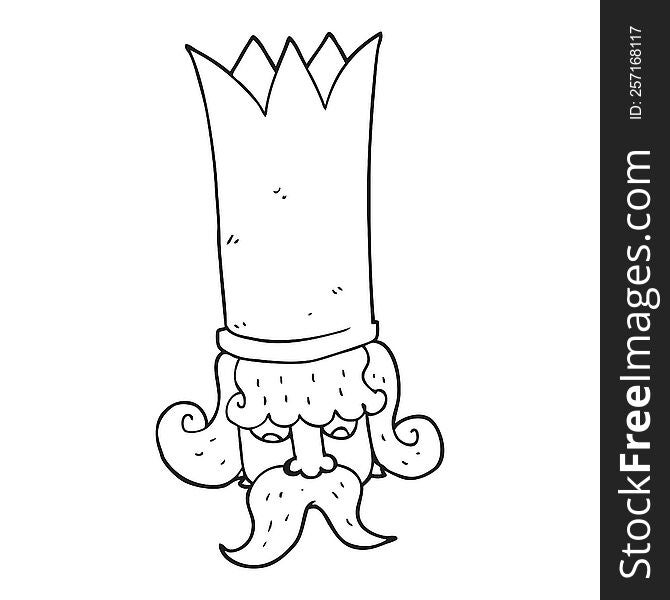 Black And White Cartoon King With Huge Crown