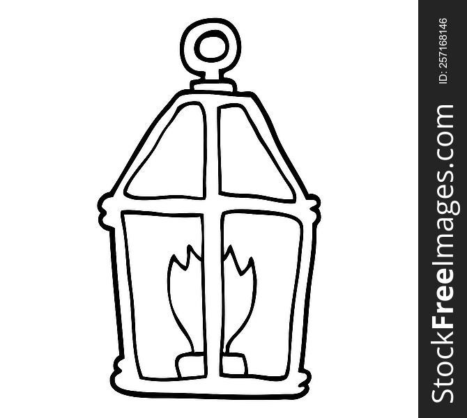 line drawing cartoon old lantern