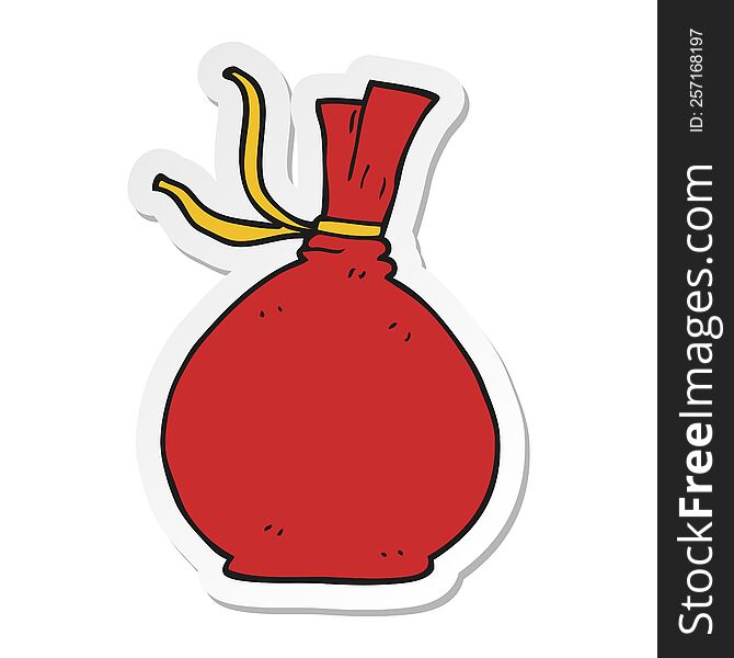 sticker of a cartoon christmas santa sack