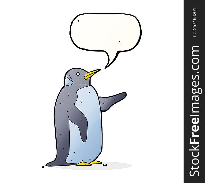 Cartoon Penguin With Speech Bubble