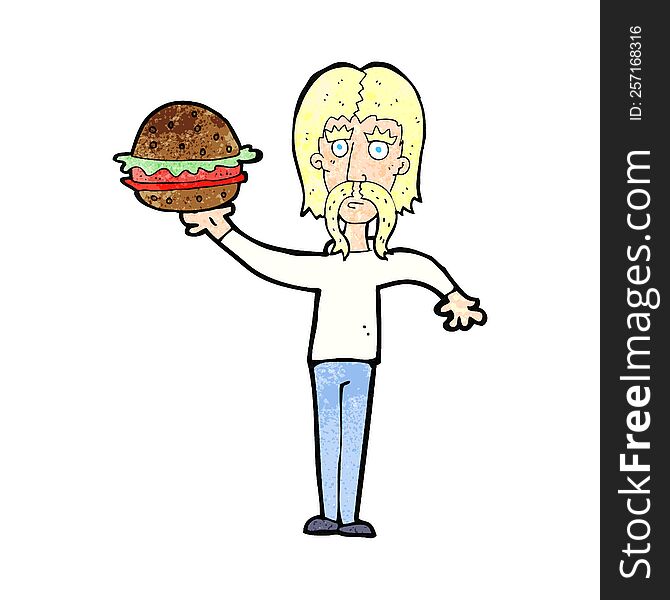 cartoon man with burger