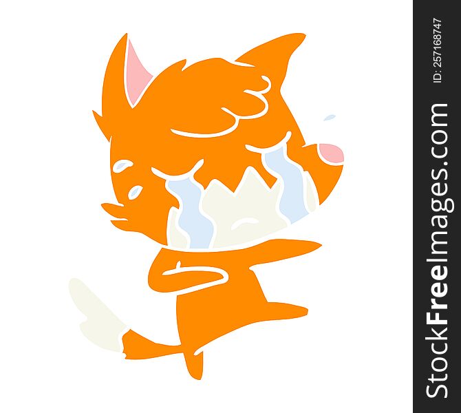 Crying Fox Flat Color Style Cartoon Dancing