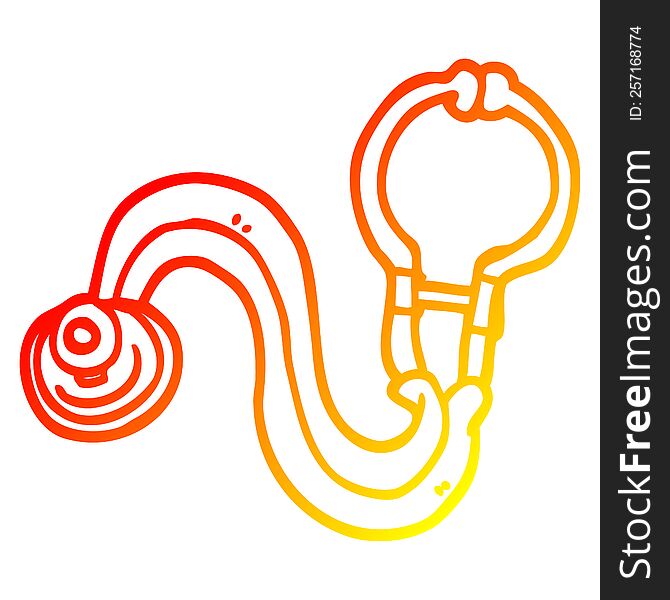 warm gradient line drawing of a cartoon doctors stethoscope