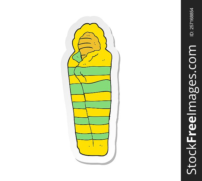 sticker of a cartoon sleeping bag