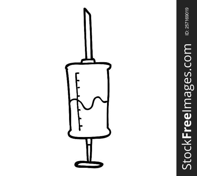 Line Drawing Cartoon Syringe Of Blood