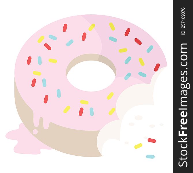 bitten frosted donut graphic vector illustration icon. bitten frosted donut graphic vector illustration icon