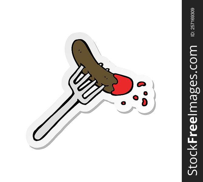 sticker of a cartoon hotdog and ketchup