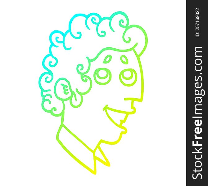 cold gradient line drawing cartoon man face