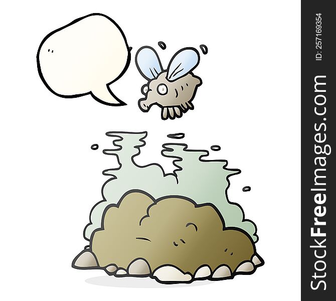 Speech Bubble Cartoon Fly And Manure