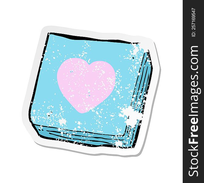 retro distressed sticker of a cartoon love heart notes pad