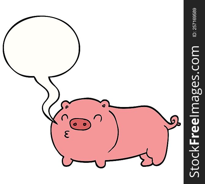 cartoon pig with speech bubble. cartoon pig with speech bubble