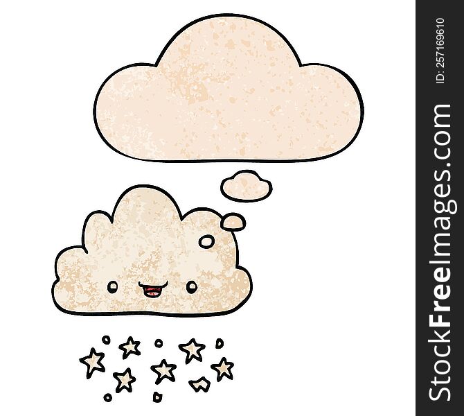 cartoon storm cloud and thought bubble in grunge texture pattern style