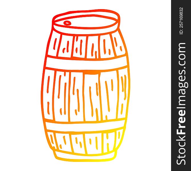 warm gradient line drawing of a cartoon beer barrel