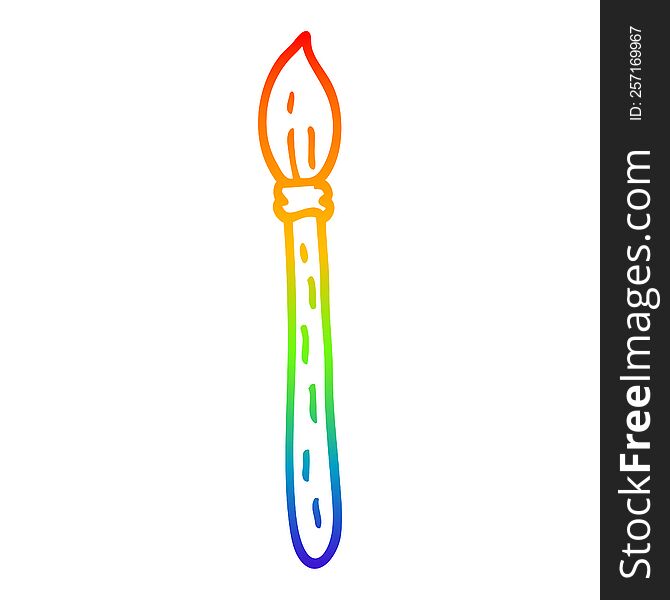 rainbow gradient line drawing of a cartoon paintbrush