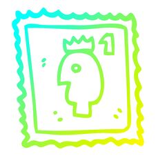 Cold Gradient Line Drawing Cartoon Stamp With Royal Head Royalty Free Stock Images