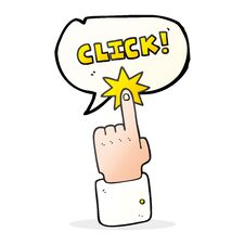 Speech Bubble Cartoon Click Sign With Finger Stock Images