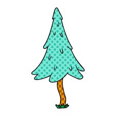 Cartoon Doodle Of Woodland Pine Trees Stock Photo