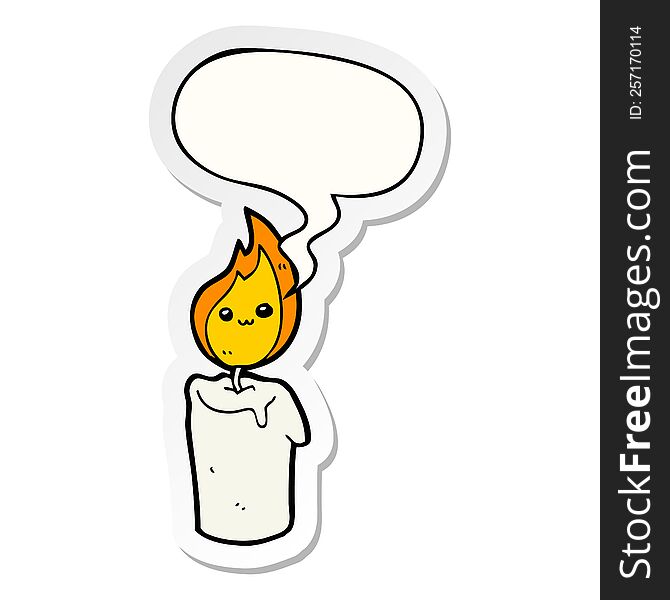 Cartoon Candle Character And Speech Bubble Sticker
